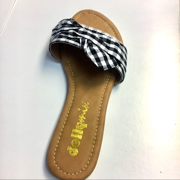 Last Few! Gingham retro bow slip on Sandal Mules - Picture 3 of 7